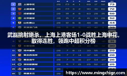 武磊挑射绝杀，上海上港客场1-0战胜上海申花，取得连胜，领跑中超积分榜